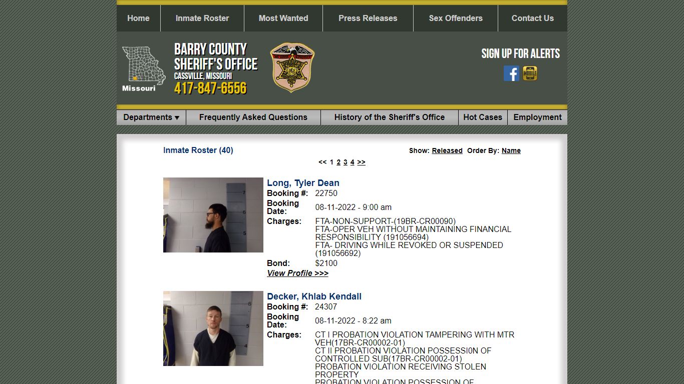 Inmate Roster - Current Inmates ... - Barry County Sheriff