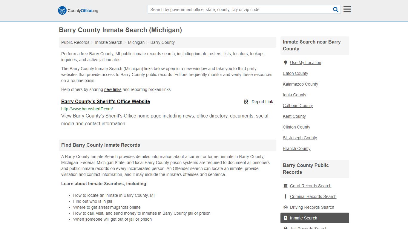 Inmate Search - Barry County, MI (Inmate Rosters & Locators)